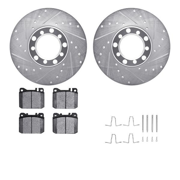 Dynamic Friction Co 7512-63168, Rotors-Drilled and Slotted-Silver w/ 5000 Advanced Brake Pads incl. Hardware, Zinc Coat 7512-63168